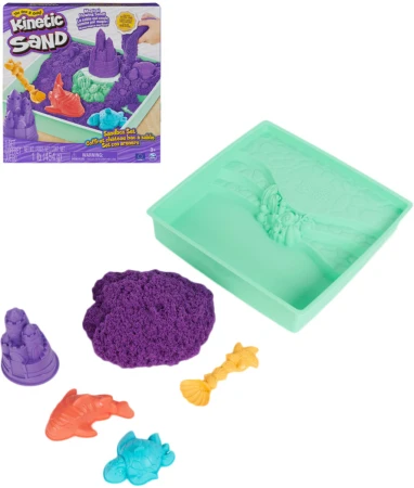Spin Master Kinetic sand Fialový 450g tekutý písek s podložkou a nástroji