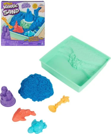 Spin Master Kinetic sand Modrý 450g tekutý písek s podložkou a nástroji