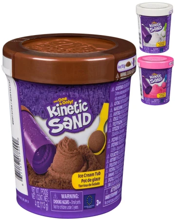 Spin Master Kinetic Sand tekutý písek zmrzlina s lopatkou v kelímku 3 barvy