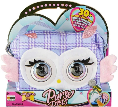 Spin Master Purse Pets Kabelka interaktivní sovička mrkací na baterie Zvuk PLYŠ