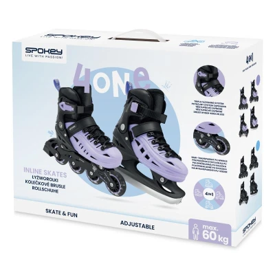 Spokey 4ONE 4v1 fialové dětské brusle