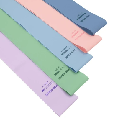 Spokey ARTIO SET Sada 5 posilovacích gum + obal, pastelové barvy