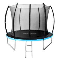 Spokey BOUNCE Trampolína 305 cm s ochrannou sieťou a schodíkmi, čierno-modrá