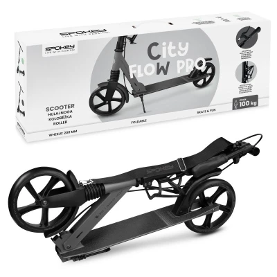 Spokey CITY FLOW PRO Koloběžka s ruční brzdou, kolečka 200 mm, šedá