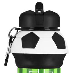 Spokey CORT Skládací silikonová láhev, 520 ml, fotbalový míč