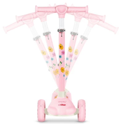 Spokey FIORI Skládací dětská tříkolová koloběžka, růžová