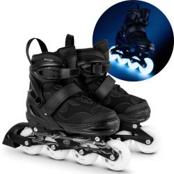 Spokey FIREFLY Kolečkové brusle se svítícími kolečky, černo-bílé Spokey FIREFLY Kolečkové brusle se svítícími kolečky, černo-bílé