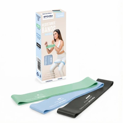 Spokey FLEX SET Sada 3 posilňovacích gúm, béžová, svetlomodrá, hnedá