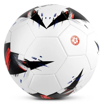 Spokey GOAL Fotbalový míč, bílý s černo-červeným vzorem