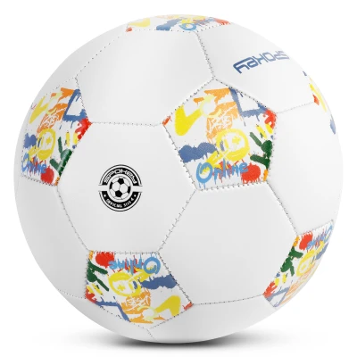Spokey GOAL KIDS Dětský fotbalový míč, bílý s barevným vzorem