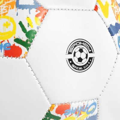 Spokey GOAL KIDS Dětský fotbalový míč, bílý s barevným vzorem