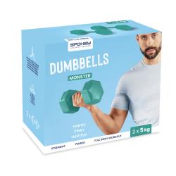 Spokey MONSTER Sada šesťhranných činiek, 5 kg