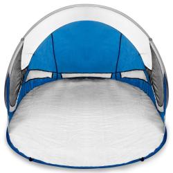 Spokey STRATUS Samorozkládací plážový paravan, UV 40, 195x100x85 cm - bílo-modrý (VÝPRODEJ)