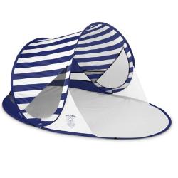 Spokey STRATUS Samorozkladací plážový stan, UV 40, 190 x 120 x 90 cm, modré pruhy (VÝPREDAJ)