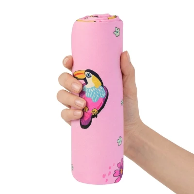 Spokey TUCAN Dětská rychleschnoucí osuška s kapucí a zapínáním, 70 x 175 cm, růžová