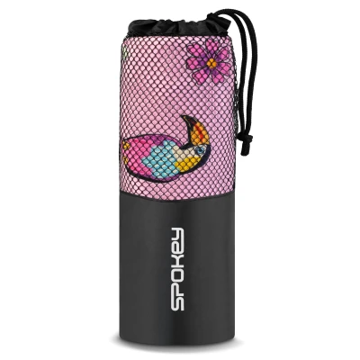 Spokey TUCAN Dětská rychleschnoucí osuška s kapucí a zapínáním, 70 x 175 cm, růžová