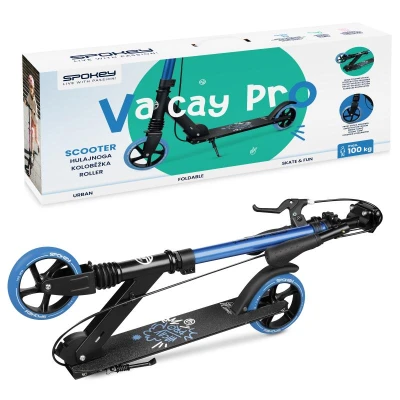 Spokey VACAY PRO Koloběžka s ruční brzdou, kolečka 145 mm, modrá