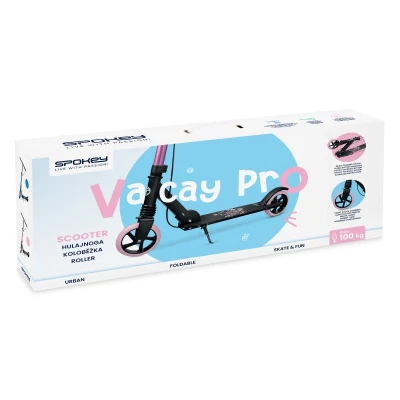 Spokey VACAY PRO Kolobežka s ručnou brzdou, kolieska 145 mm, ružová