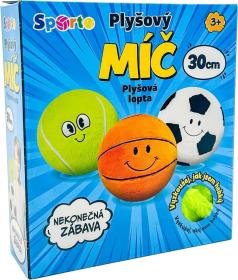 SPORTO Míč plyšový 30cm s obličejem 3 druhy (plyšová hračka)