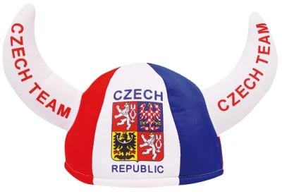 SPORTTEAM ČR 2 bílo-červeno-modrý klobouk s rohy