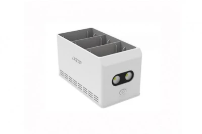 STABLECAM DJI Mini 4 Pro / Mini 3 Pro bílo-šedý 3v1 dvoucestný nabíjecí hub s LED světlem