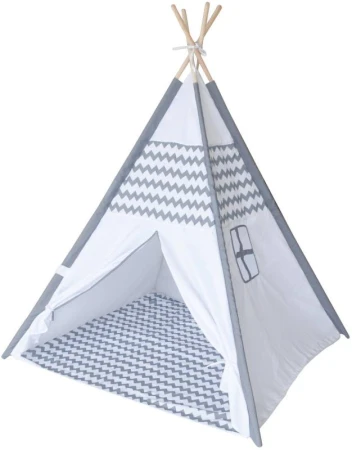 Detský stan indiánske Teepee 120x120x150cm sivý s oknom