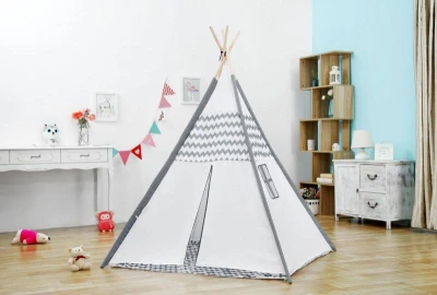 Detský stan indiánske Teepee 120x120x150cm sivý s oknom