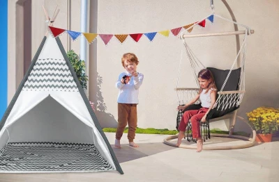 Detský stan indiánske Teepee 120x120x150cm sivý s oknom