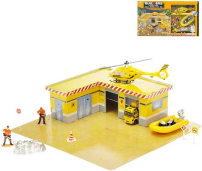Stavební puzzle set 33ks + 2 auta kov 11-17cm s doplňky v krabičce