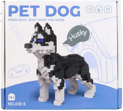 (stavebnice) 3D Pejsek Husky 17x15cm 940 dílků v krabici