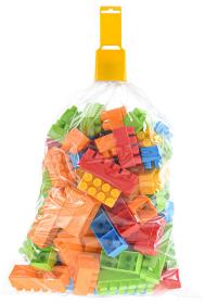 Stavebnice baby barevné kostky stavební 3-9cm set 100ks v igelitu