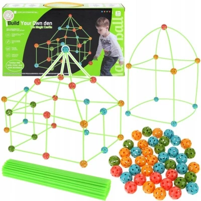 Stavebnice kreativní 3D skládačka s míčky a tyčinkami 128 dílků