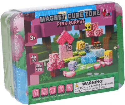 Stavebnice Magnet Cube Zone Růžový les 48 dílků magnetická