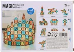 Stavebnice magnetická 28 dílků 3D skládačka plast/kov v krabici