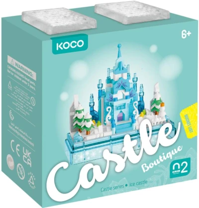 Stavebnica mini KOCO Zimný hrad 381 dielikov v priehľadnom boxe plast