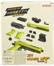 Stavebnice Pistole dětská k sestavení 16cm 43 dílků s náboji v krabici