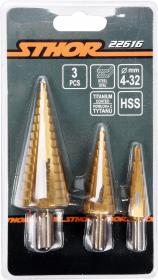 Sthor Sada stupňovitých vrtáků 3ks 4-32 mm