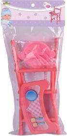 Stolička jídelní židlička set s doplňky na krmení pro panenku miminko plast