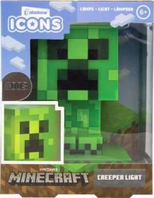 Stolní lampička Minecraft Creeper Icon Light 10cm na baterie zelené LED Světlo