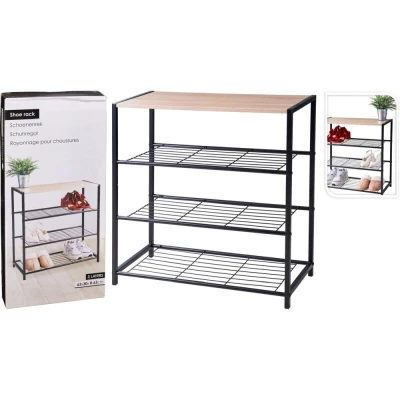 Storage Solutions Botník kovový 3 police 63 x 30 x 63 cm