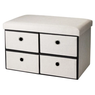 Storage Solutions Taburet s úložným prostorem 60 × 38 × 38 cm krémový