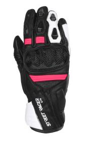 Street Racer STR černo-bílo-růžové dámské rukavice