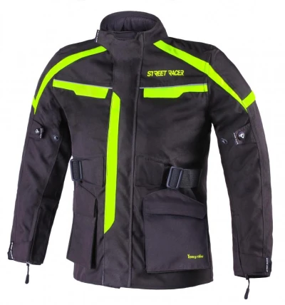 Street Racer Dětská bunda na motorku Drago černo-fluo žlutá Street Racer Dětská bunda na motorku Drago černo-fluo žlutá