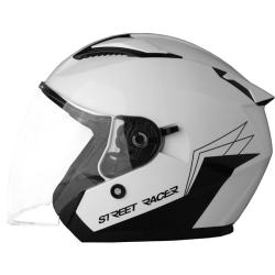 Street Racer Otevřená helma Sonic lesklá bílo-černá