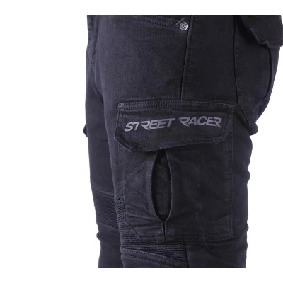 Street Racer Prodloužené jeansy na motorku Cargo CE černé + sleva 200,- na příslušenství