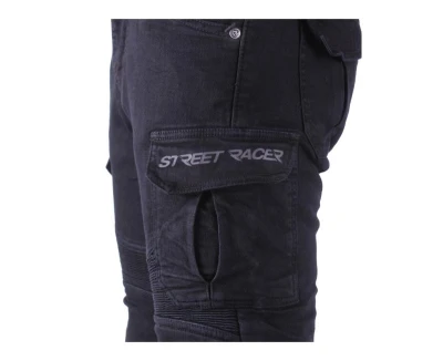 Street Racer Skrátené jeansy na motorku Cargo CE čierne
