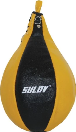 SULOV žluto-černá boxovací hruška ze štípané kůže