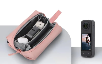 Sunnylife B018 růžová brašna pro OSMO 360, Insta360 GO Ultra, OP 3, sportovní kamery a smartphony
