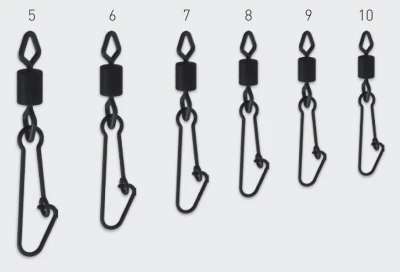Suretti Diamond černá karabinka s obratlíkem vel. 5