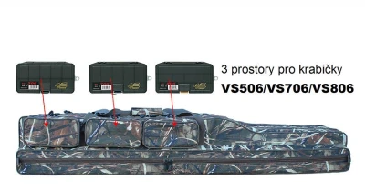 SURETTI Obal na pruty tříkomorový 155cm Camo